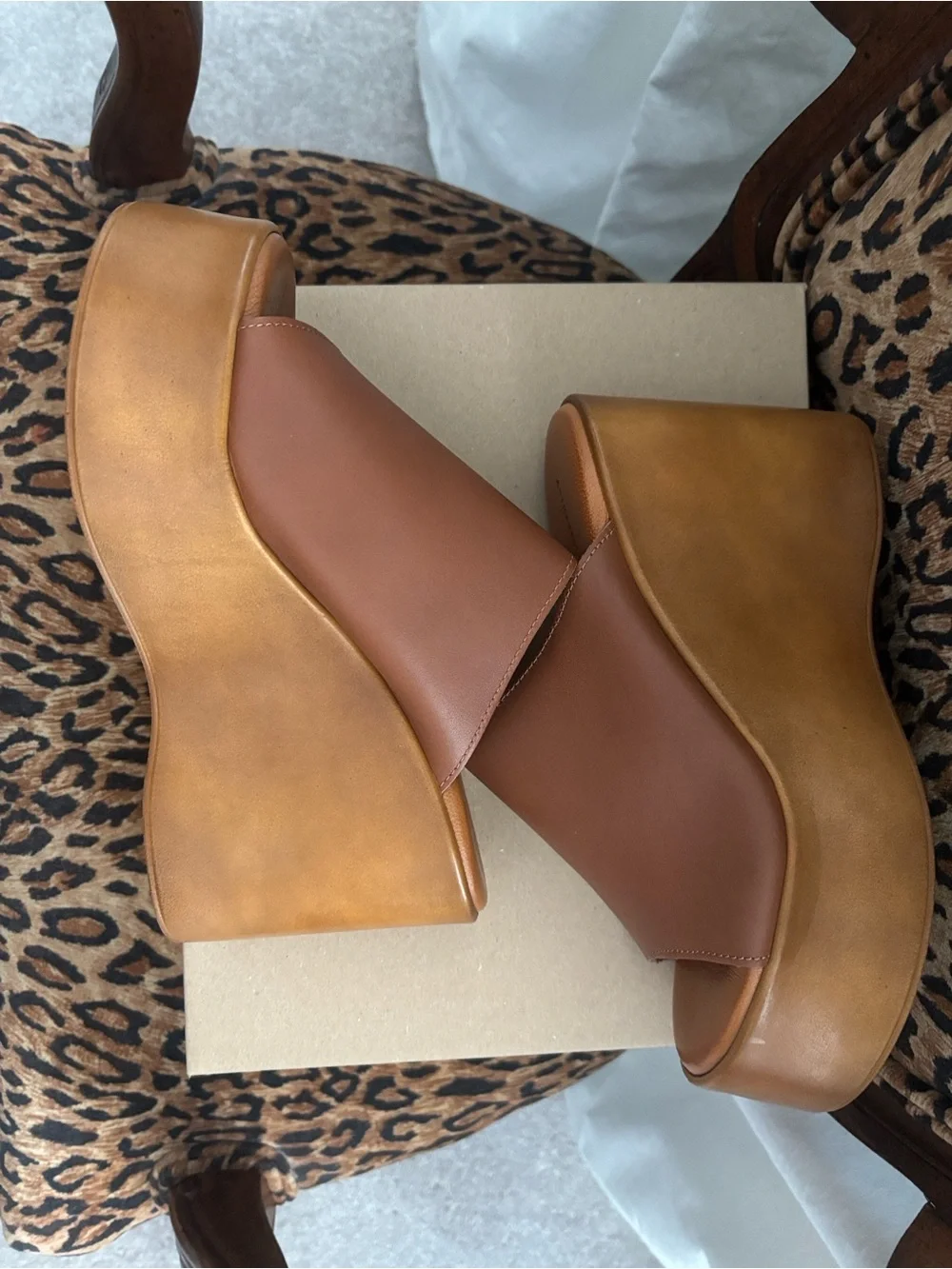 Anthropologie Leather Platform Wedge